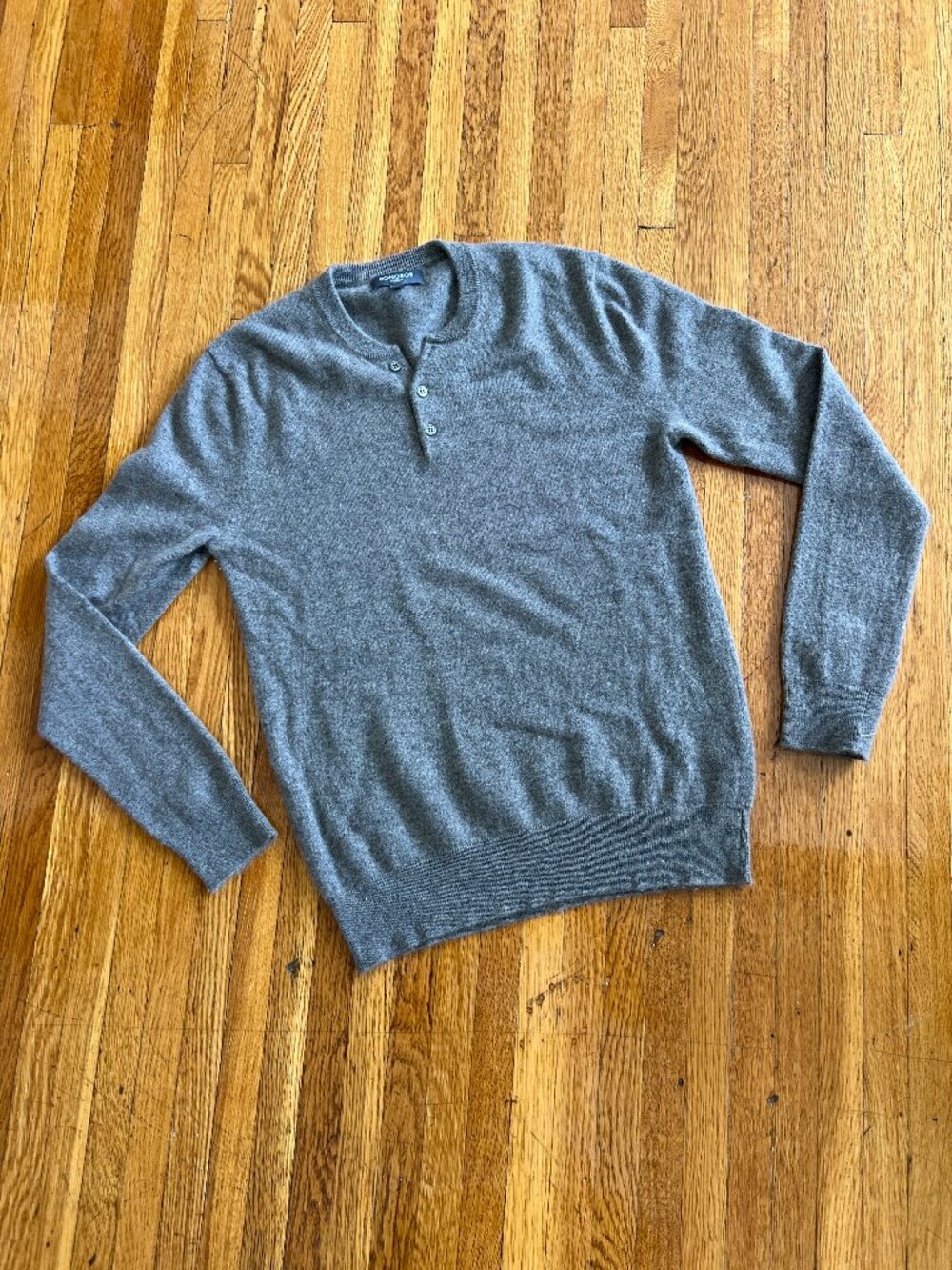 Bonobos 100% Cashmere Henley Gray Sweater - Men's Medium Slim